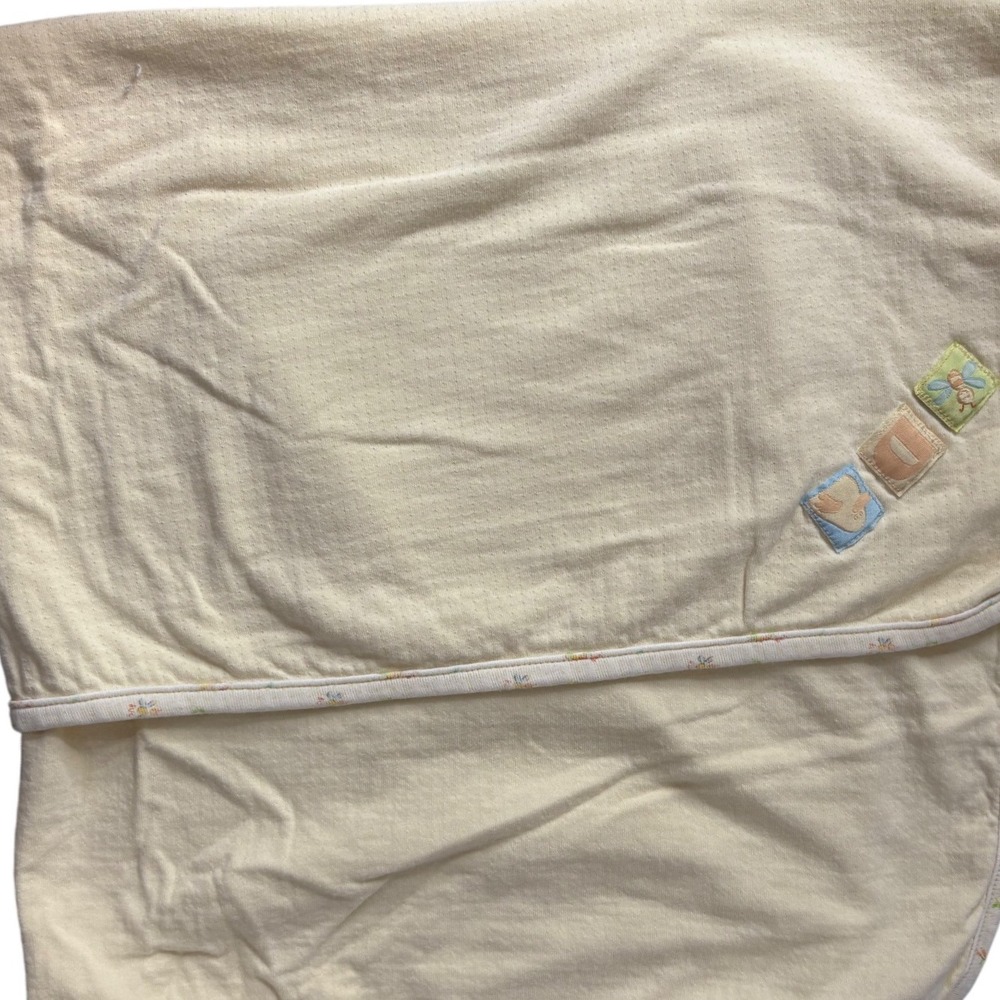 Lemon Frog Baby Blanket Blocks Applique Soft Yellow One Size
